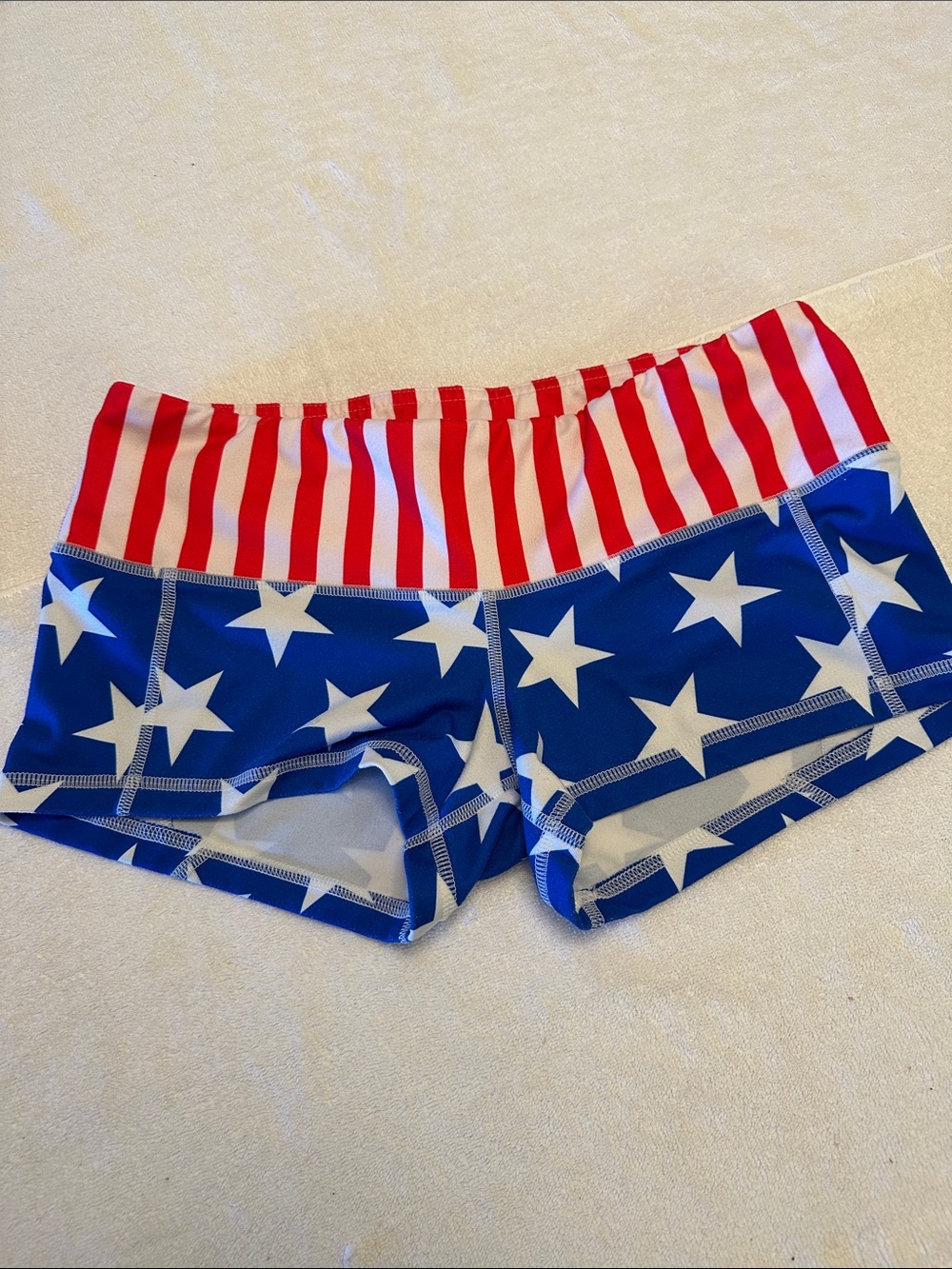 Fleo LOW RISE CONTOUR Women’s Star & Stripe Bike Shorts - Blue/Red/White